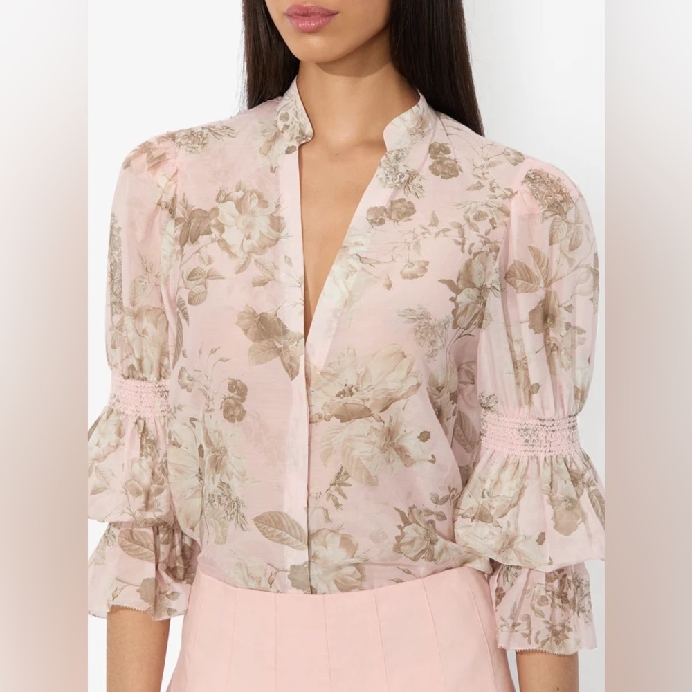 Alice + Olivia Ilan Smocked Blouse - Meadow
